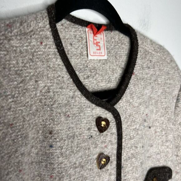 Elegance‎ Seiler Cardigan Sweater Womens Medium (38) Pure New Wool Heart Buttons - Picture 16 of 16